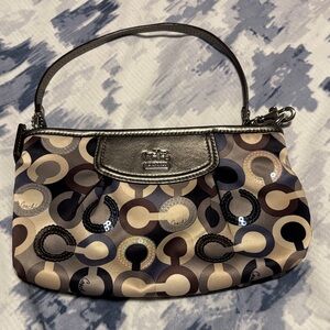 Coach Metallic and Brown Signature Wristlet